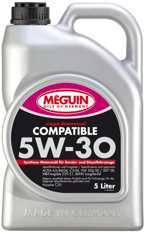 Синтетическое малозольное моторное масло Meguin Compatible SAE 5W-30